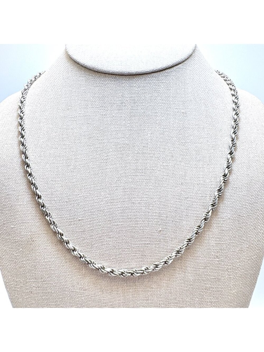 Rope Chain Necklace Lobster Clasp Sterling Silver 925 Size 23" Length
